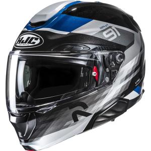 Casco de moto abatible HJC RPHA 91 Madal MC2 negro-gris-azul