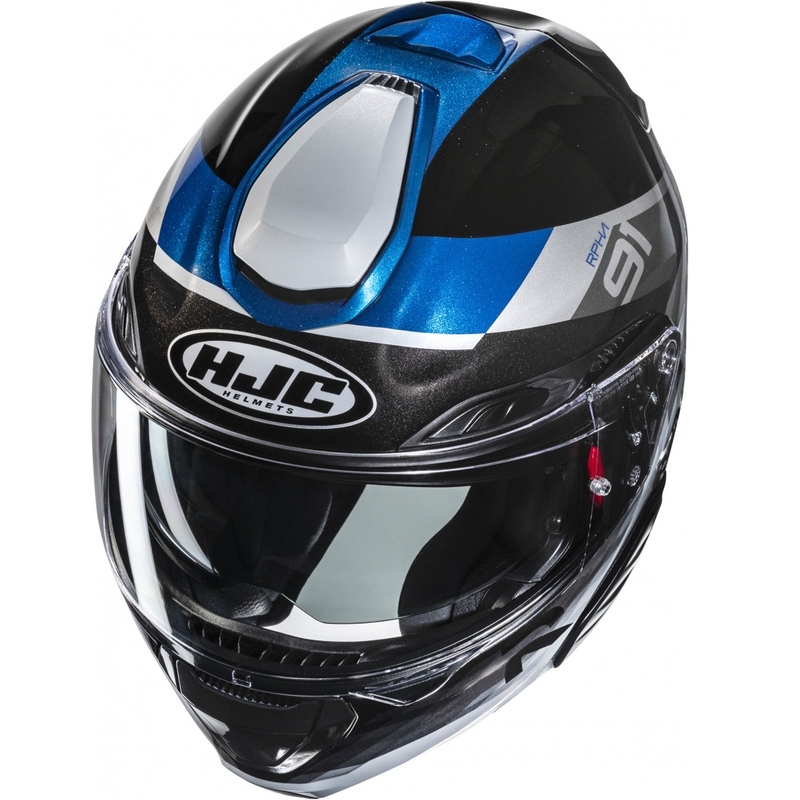 Casco de moto abatible HJC RPHA 91 Madal MC2 negro-gris-azul