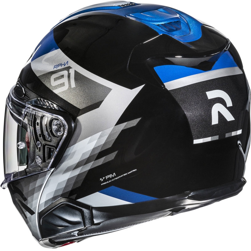 Casco de moto abatible HJC RPHA 91 Madal MC2 negro-gris-azul