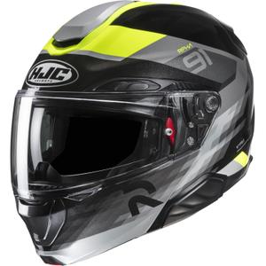 Casco de moto abatible HJC RPHA 91 Madal MC3H negro-gris-amarillo fluo