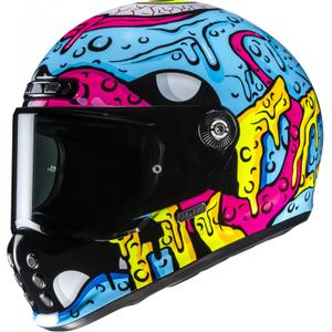 Casco integral de moto HJC V10 Squeeze MC28 azul-amarillo-rosa