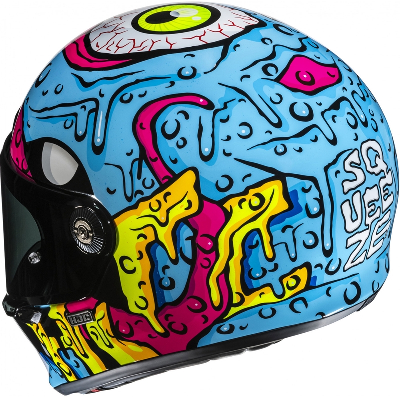 Casco integral de moto HJC V10 Squeeze MC28 azul-amarillo-rosa