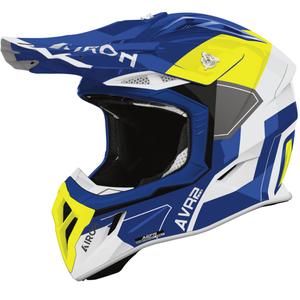 Casco de motocross Airoh Aviator ACE 2 Shield azul-amarillo brillante