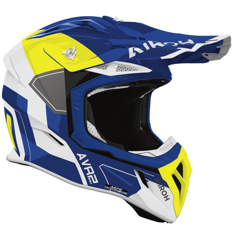 Casco de motocross Airoh Aviator ACE 2 Shield azul-amarillo brillante