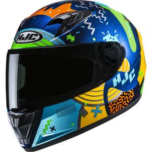 Casco integral de moto infantil HJC Y10 Mika MC23 azul-amarillo-verde