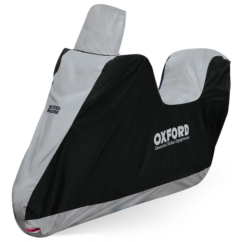 Lona Oxford Aquatex Highscreen para moto Scooter con compartimento para baúl y plexi alto