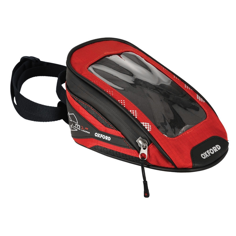 Bolsa sobredepósito para moto Oxford M1R Micro negro-rojo