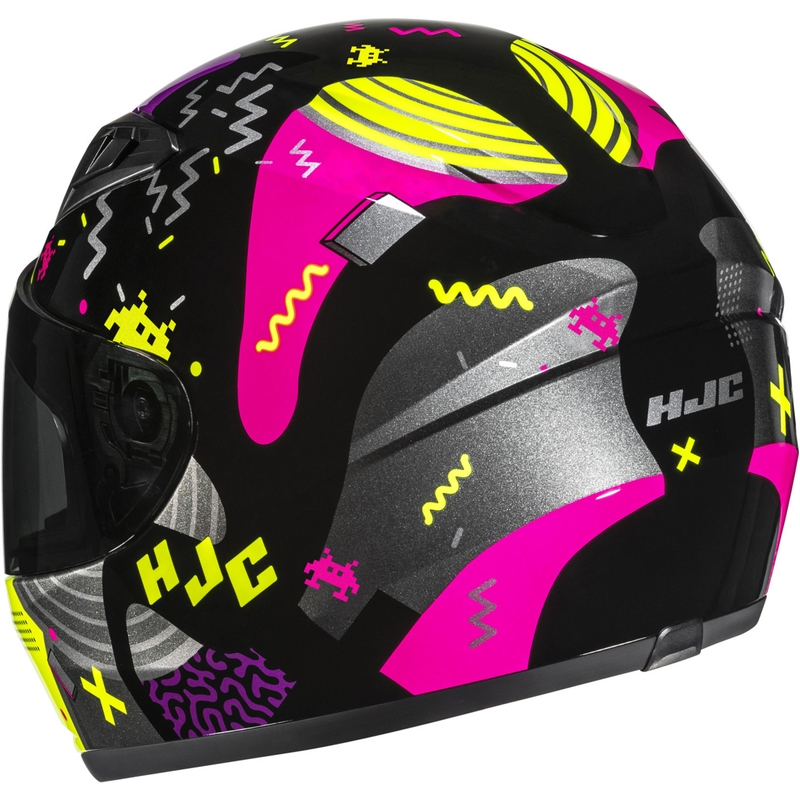 Casco integral de moto infantil HJC Y10 Mika MC3H negro-rosa