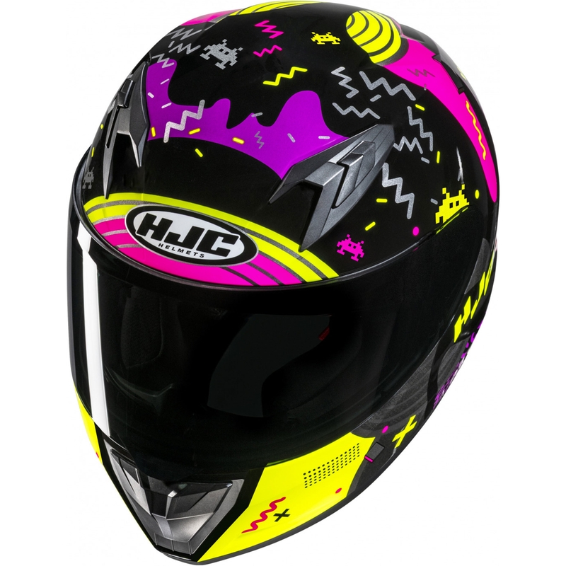 Casco integral de moto infantil HJC Y10 Mika MC3H negro-rosa