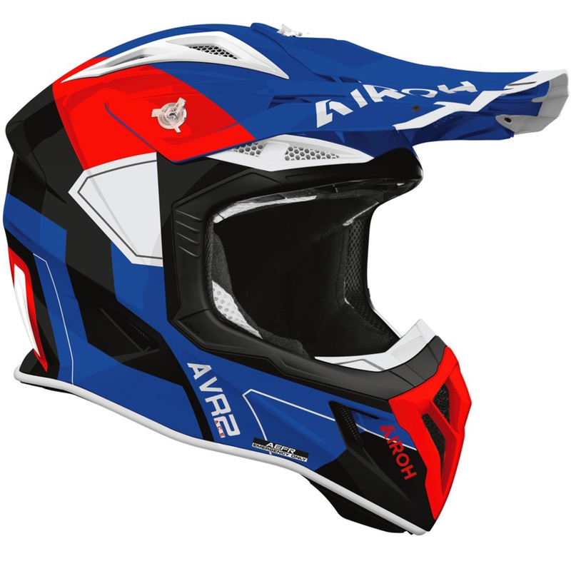 Casco de motocross Airoh Aviator ACE 2 Shield azul-rojo brillante