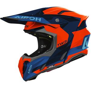 Casco de motocross Airoh Twist 3 Fancy naranja-azul fluorescente brillante