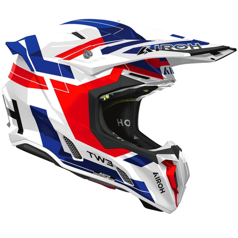 Casco de motocross Airoh Twist 3 Dynasty azul-rojo brillante