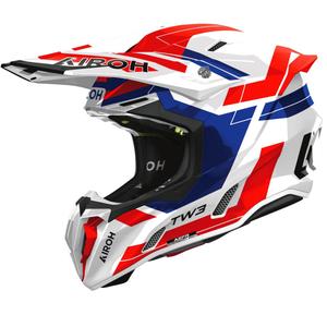 Casco de motocross Airoh Twist 3 Dynasty azul-rojo brillante
