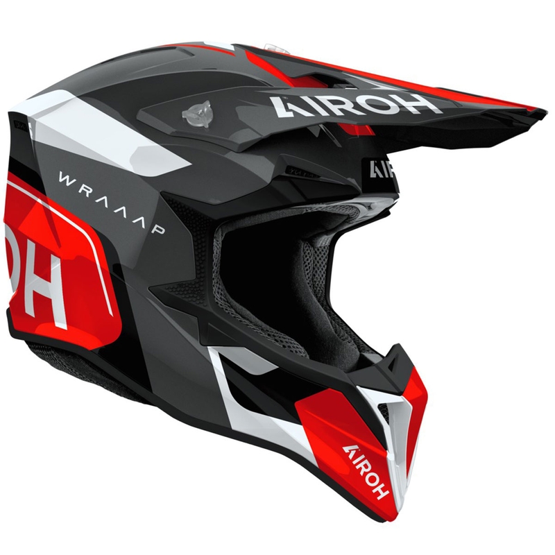 Casco de motocross Airoh Wraaap Conquer rojo brillante