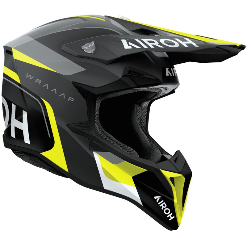 Casco de motocross Airoh Wraaap Conquer amarillo mate