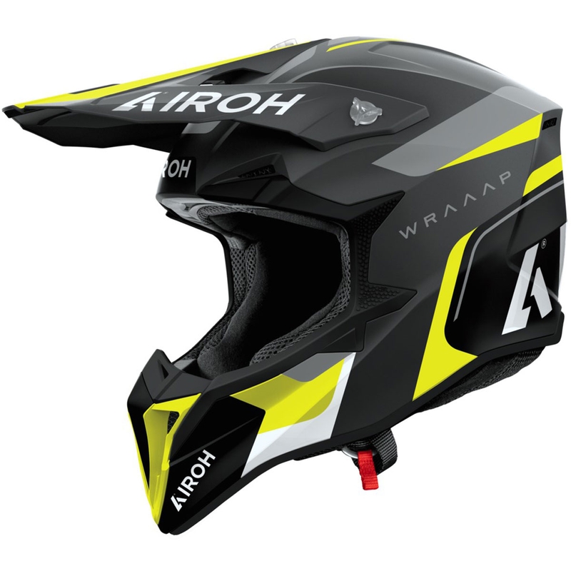 Casco de motocross Airoh Wraaap Conquer amarillo mate