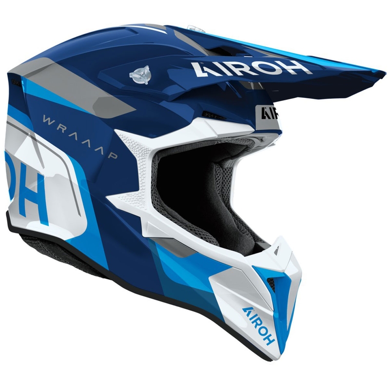 Casco de motocross Airoh Wraaap Conquer azul brillante