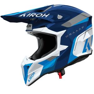 Casco de motocross Airoh Wraaap Conquer azul brillante