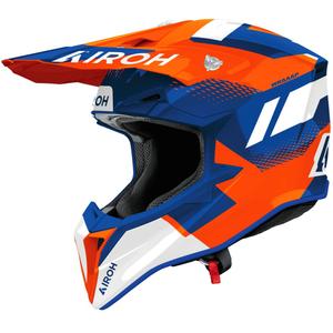 Casco de motocross Airoh Wraaap Vision naranja-azul brillante