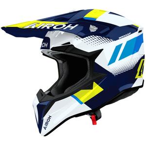Casco de motocross Airoh Wraaap Vision amarillo-azul brillante