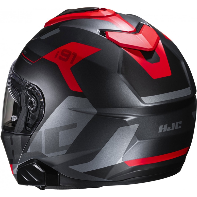 Casco de moto abatible HJC i91 Carst negro-gris-rojo
