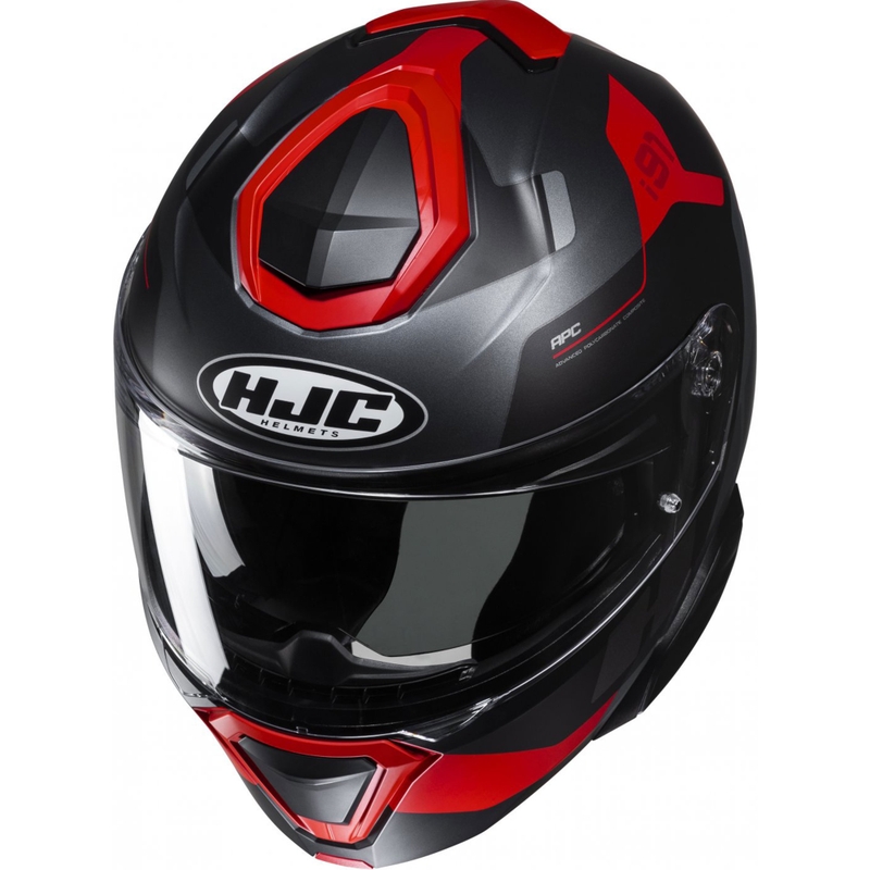 Casco de moto abatible HJC i91 Carst negro-gris-rojo