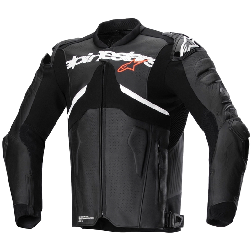 Chaqueta de moto de cuero Alpinestars Atem 5 negro-blanco