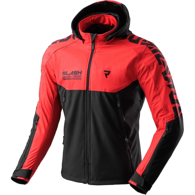 Chaqueta de moto softshell negra y roja Rebelhorn Slash