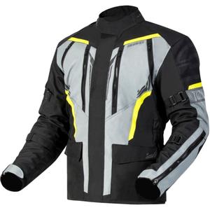 Chaqueta de moto Ozone Tour III negro-gris-amarillo fluo