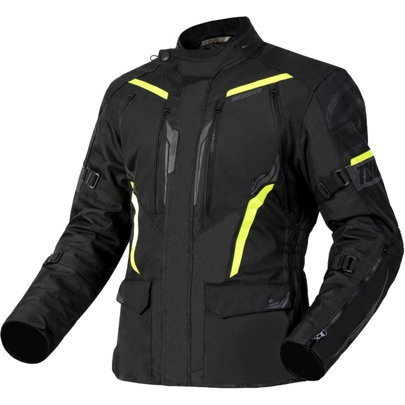 Chaqueta de moto Ozone Tour III negro-antracita-amarillo fluo