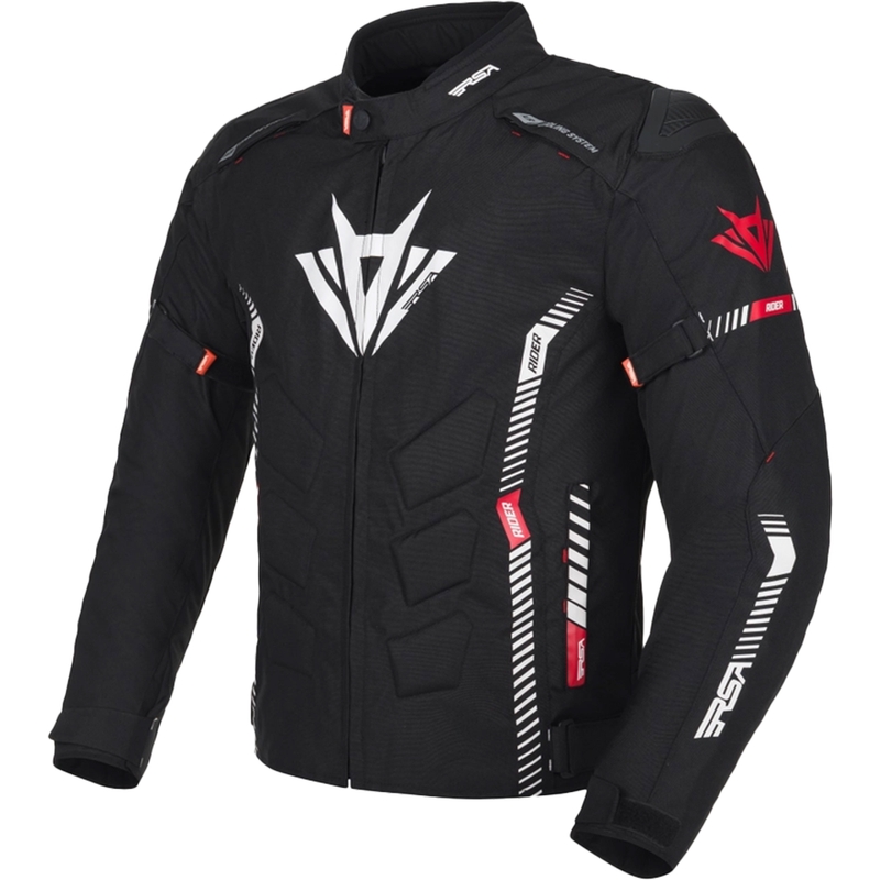 Chaqueta de moto RSA Rider negra, blanca y roja