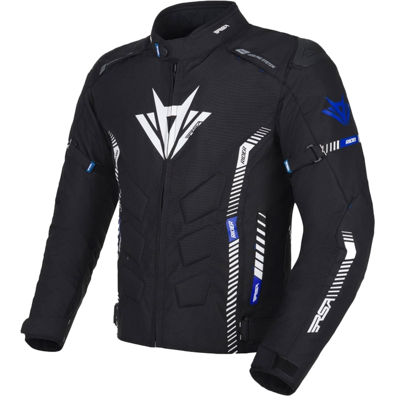 Chaqueta de moto RSA Rider negro-blanco-azul