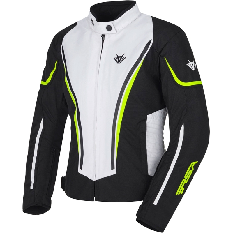 Chaqueta de moto para mujer RSA Wasp blanco-negro-amarillo fluo