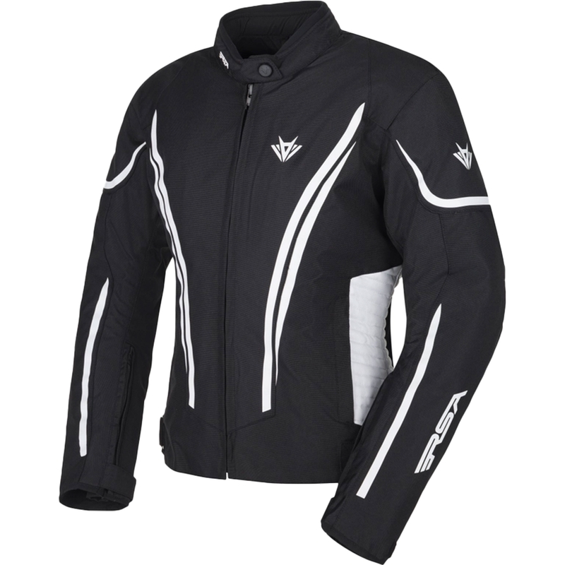 Chaqueta de moto RSA Wasp en blanco y negro para mujer
