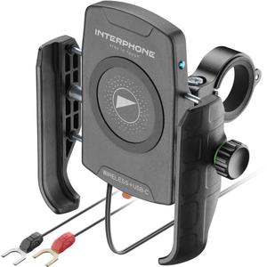 Soporte para teléfono Interphone Crab con carga inalámbrica y USB-C negro