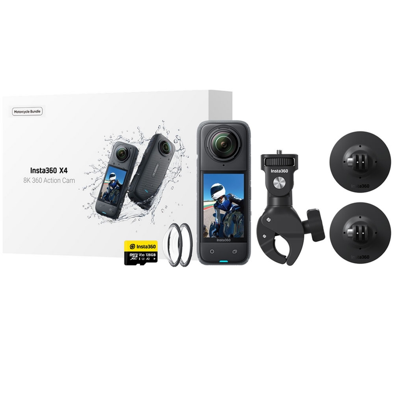 Cámara de acción para motocicleta Insta360 X4, color negro