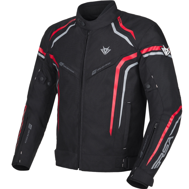 Chaqueta de moto RSA Compact 2 negra, gris y roja