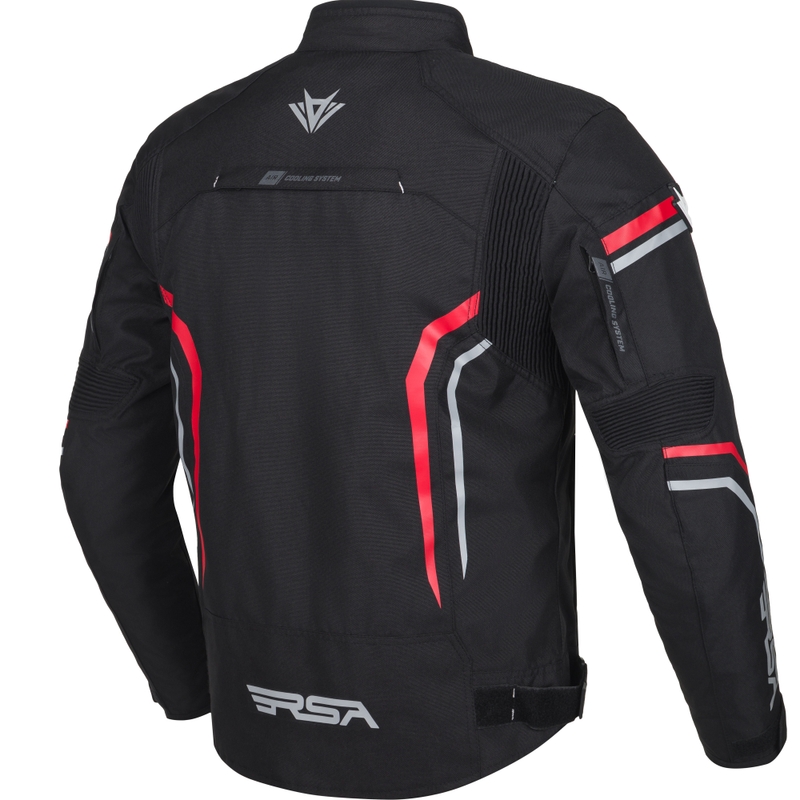 Chaqueta de moto RSA Compact 2 negra, gris y roja