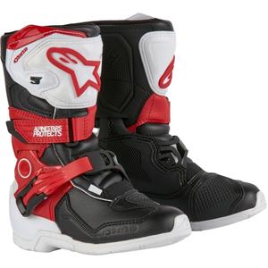 Botas de moto para niños Alpinestars Tech 3S en negro, blanco y rojo