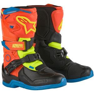 Botas de moto Alpinestars Tech 3S Kids Naranja Fluo-Azul-Amarillo Fluo-Negro para niños