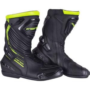 Botas de moto Street Racer Grid Negro-Amarillo Flúo