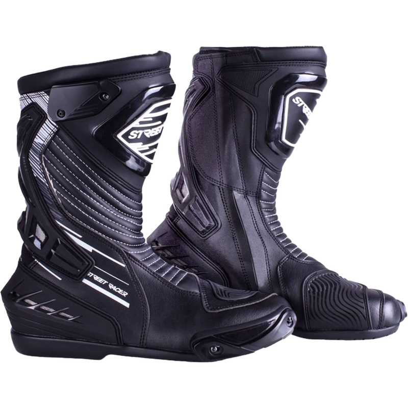 Botas de moto Street Racer Grid en blanco y negro