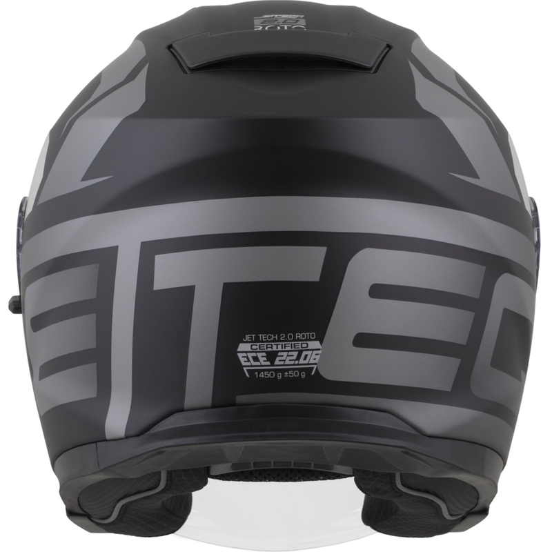 Casco de moto abierto Cassida Jet Tech 2.0 RoTo, negro mate, gris y blanco.