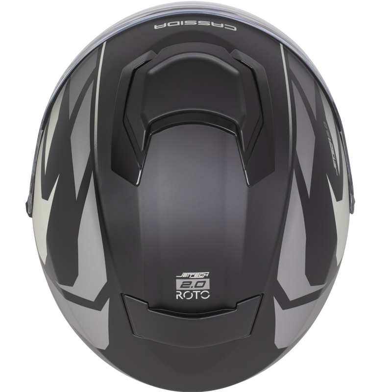 Casco de moto abierto Cassida Jet Tech 2.0 RoTo, negro mate, gris y blanco.