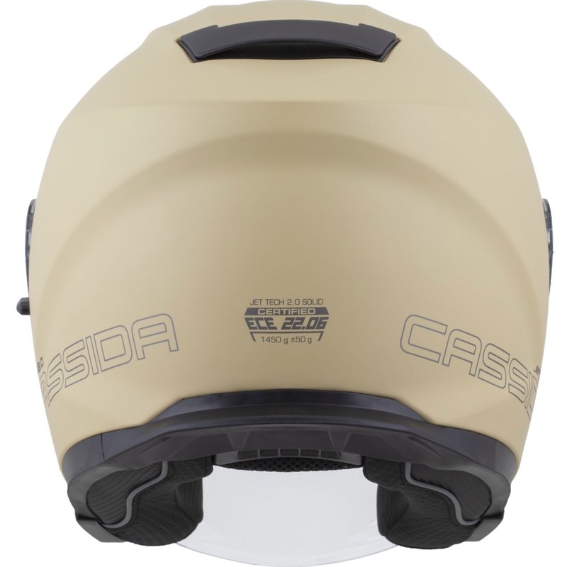 Casco de motocicleta abierto Cassida Jet Tech 2.0 RoTo, acabado arena mate, negro y gris.