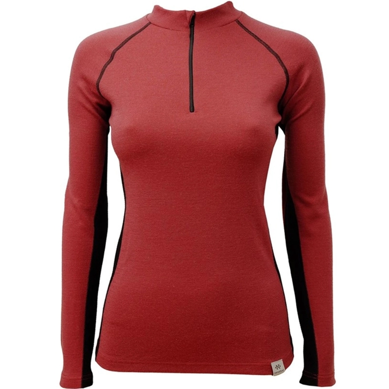 Camiseta térmica mujer nanosilver® Grapes con cremallera vino-negro