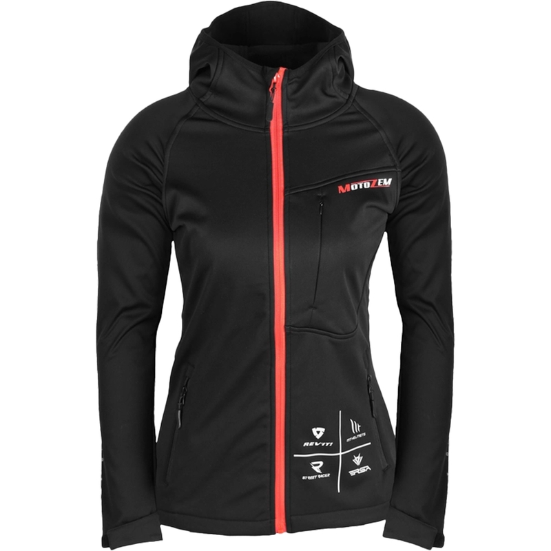 Chaqueta softshell para mujer MotoZem Racing Team negra y roja