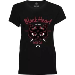 Camiseta mujer Black Heart Wild Cat negra