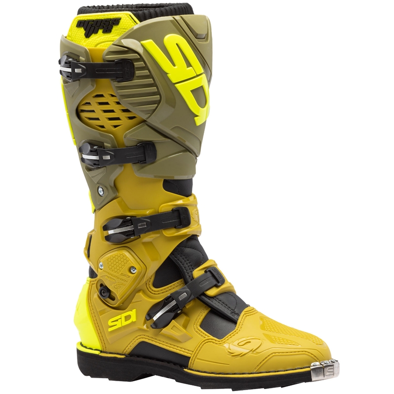Botas de moto SiDi Crossfire 3 verde oliva-amarillo fluorescente