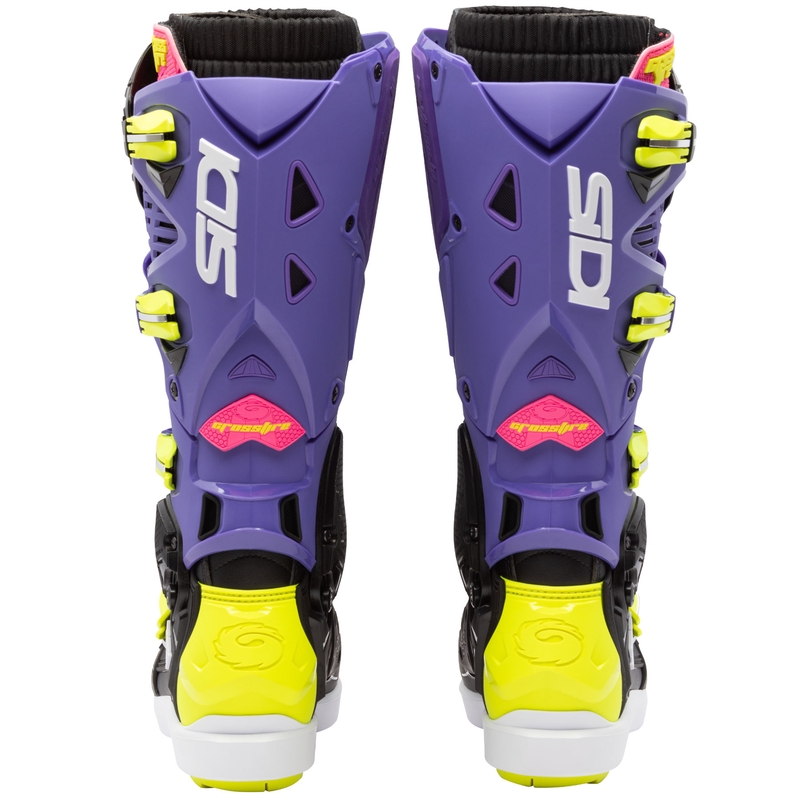 Botas de moto SiDi Crossfire 3 SRS morado-negro-amarillo fluorescente